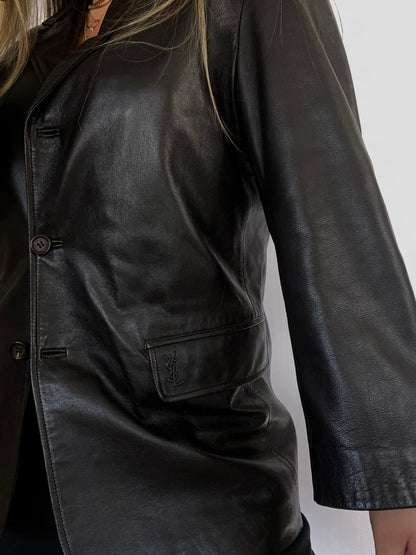 Yves Saint Laurent Leather Blazer Size M