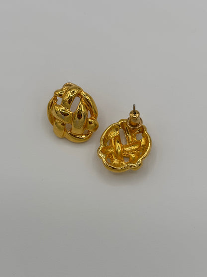 Gold Basket Weave Earrings