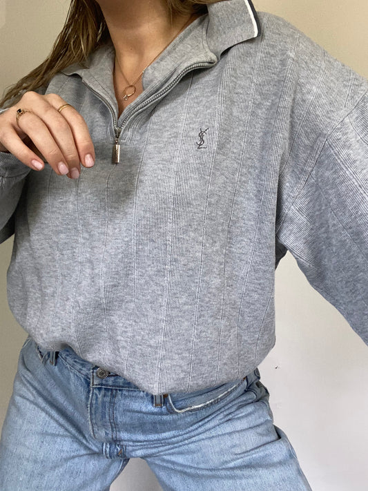 Yves Saint Laurent Gray Quarter Zip Size L
