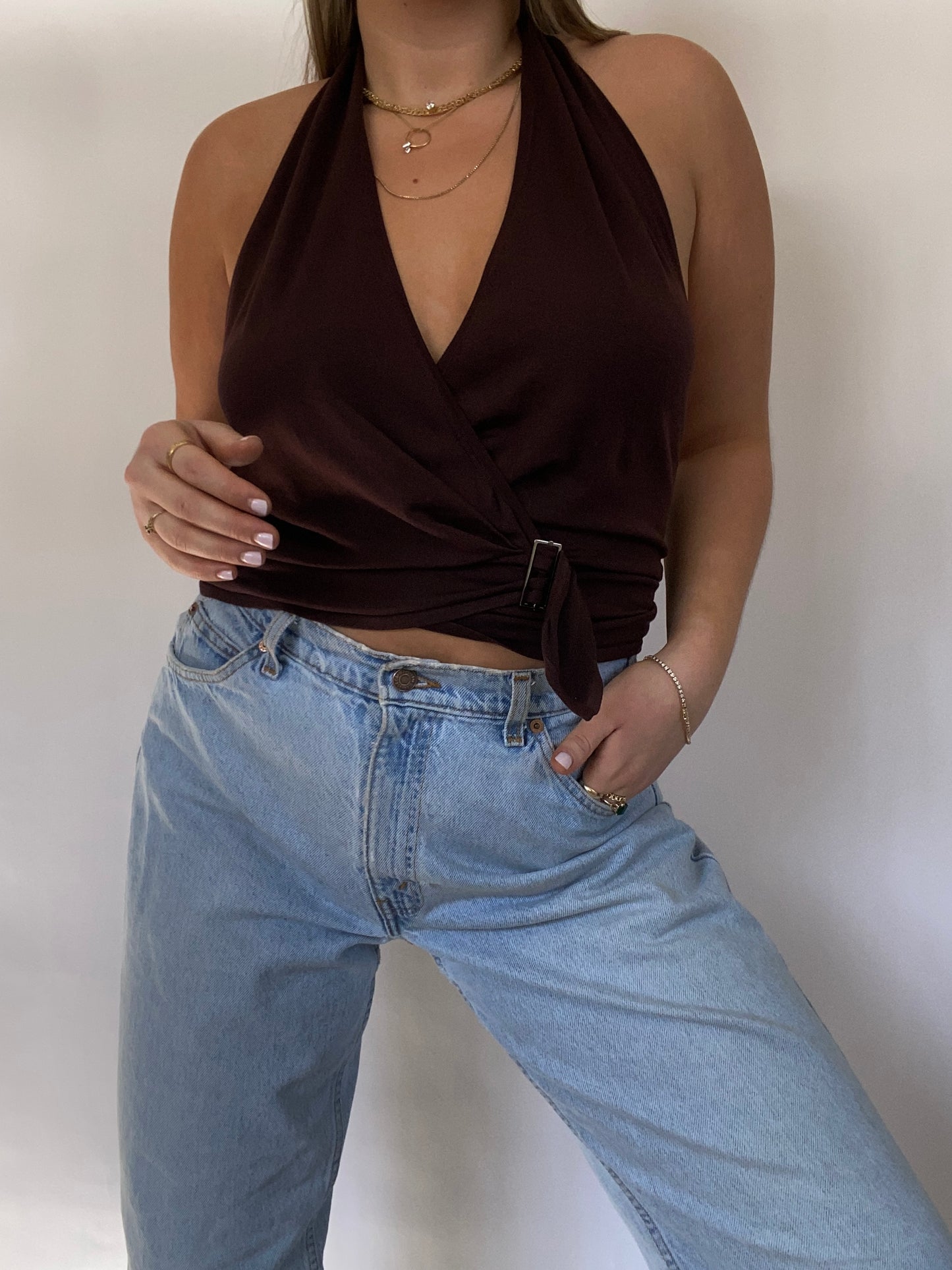 Gucci Burgundy Halter Top Size L