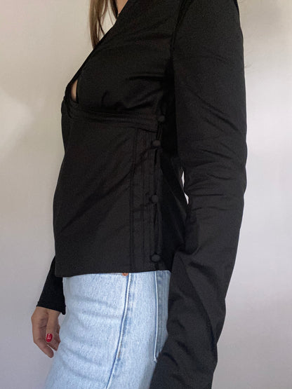 Vintage Yves Saint Laurent Rive Gauche Low Cut Blouse Size S