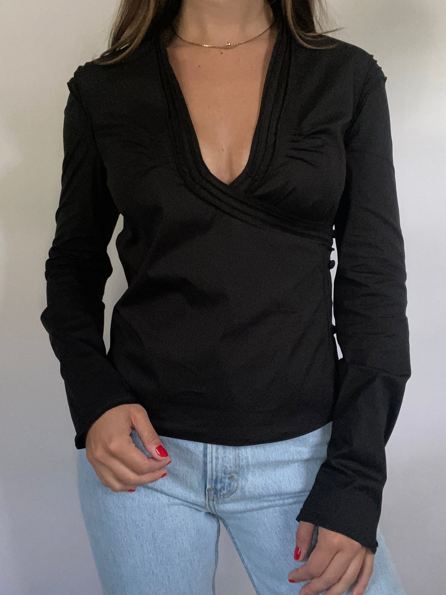 Vintage Yves Saint Laurent Rive Gauche Low Cut Blouse Size S