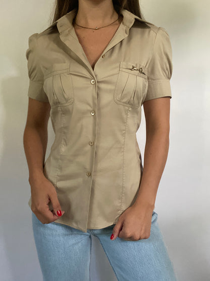 Gucci Horsebit Detail Short Sleeve Blouse Size S