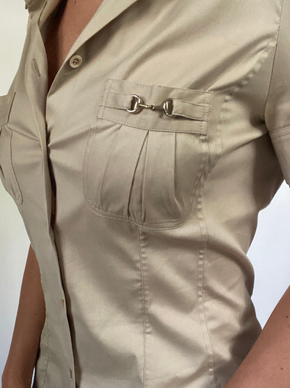 Gucci Horsebit Detail Short Sleeve Blouse Size S