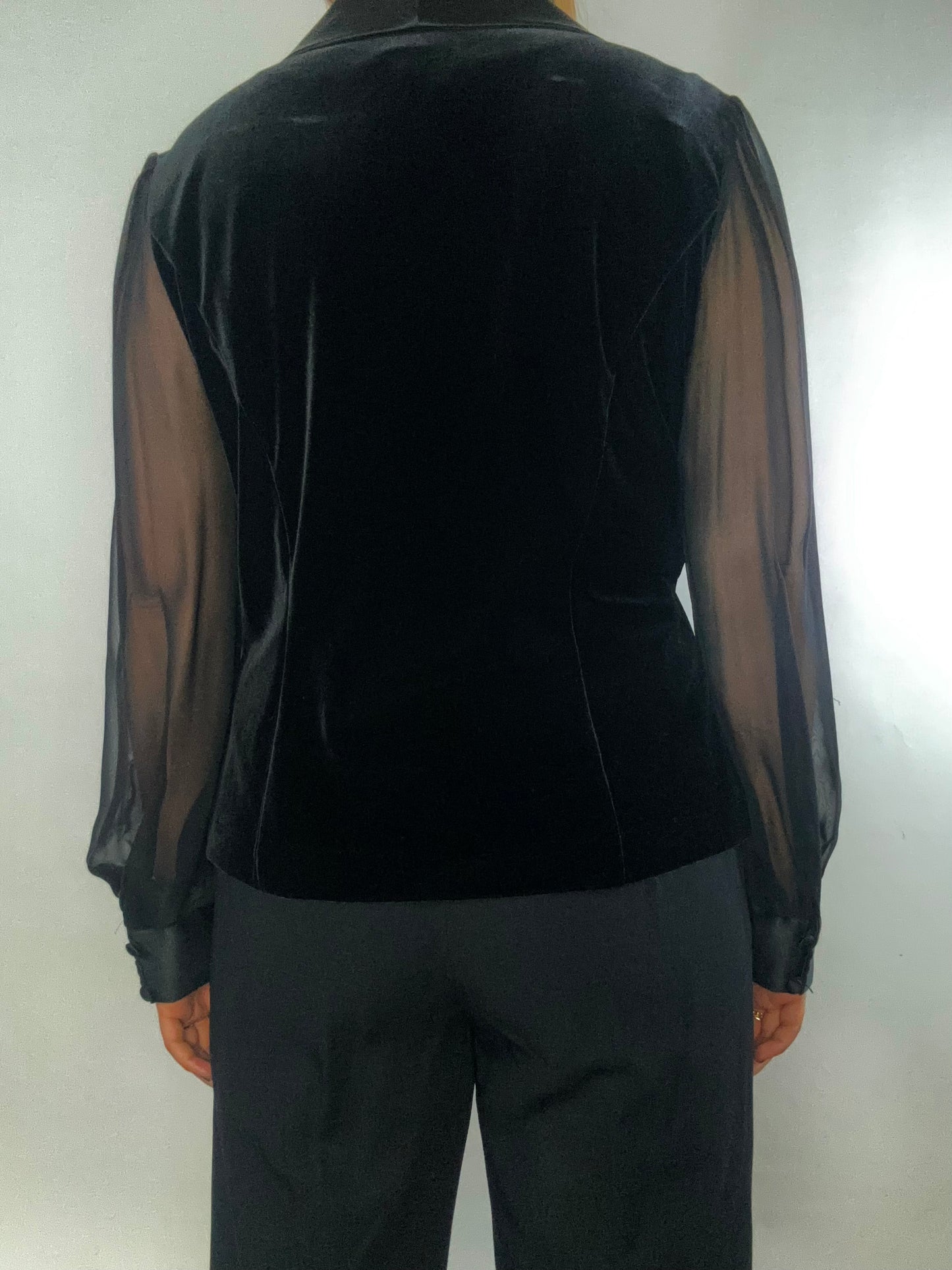 Black Velour Blouse Size L