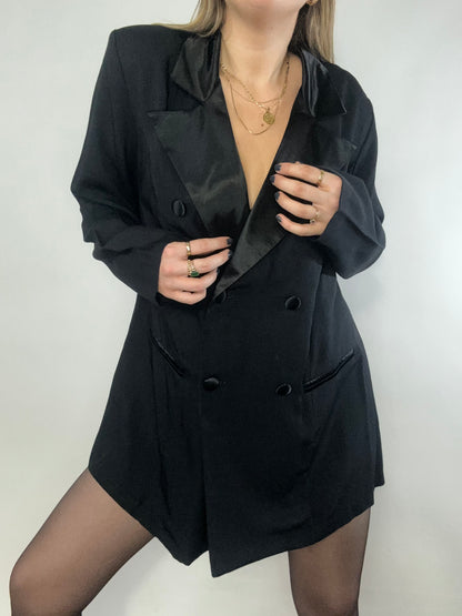 Black Tuxedo Blazer Dress Size L