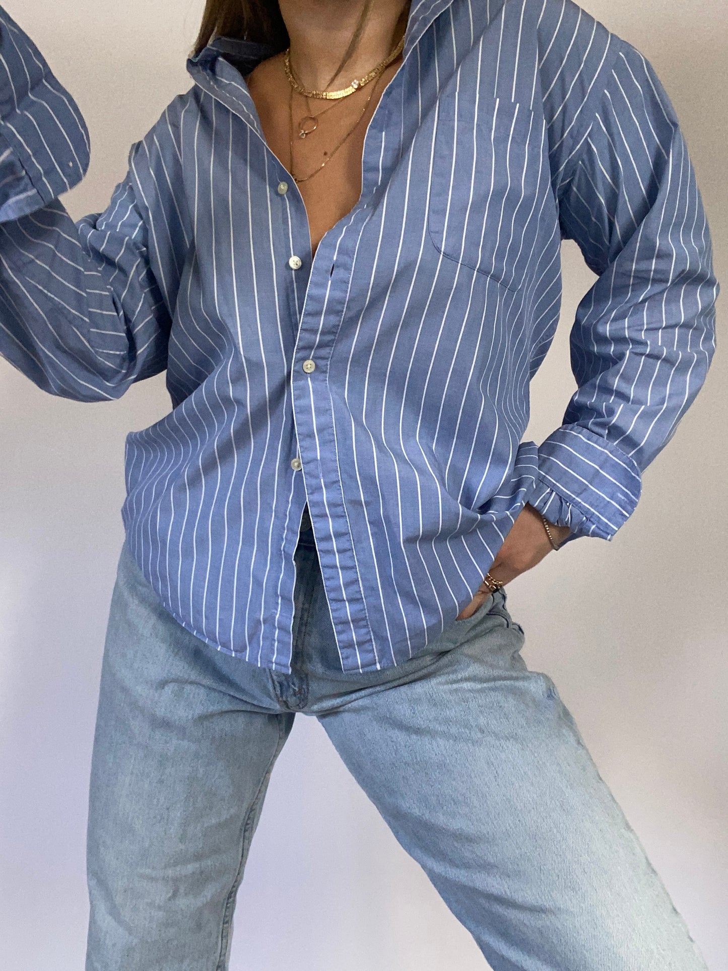 Yves Saint Laurent Pinstriped Button Up Size M