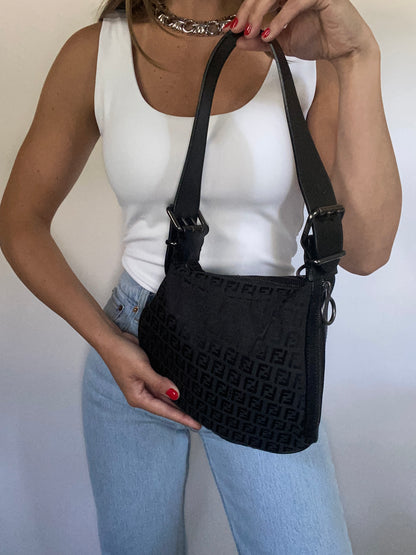 Vintage Fendi Black Zucchino Oyster Bag