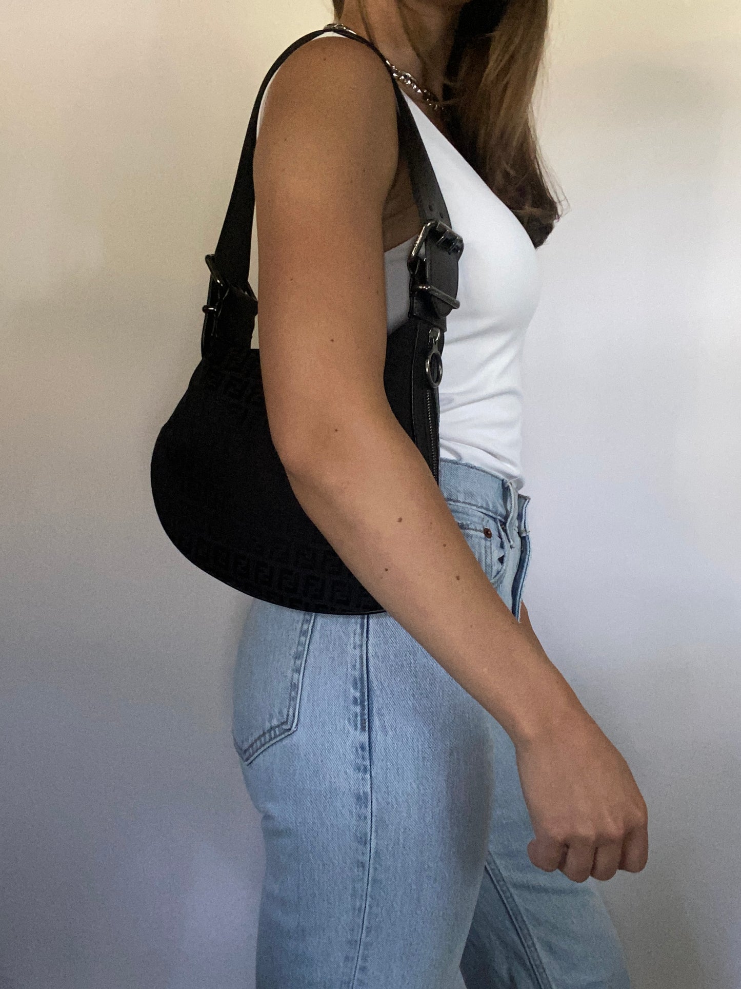 Vintage Fendi Black Zucchino Oyster Bag