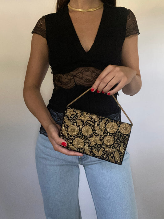 Vintage Hand Embroidered Evening Bag