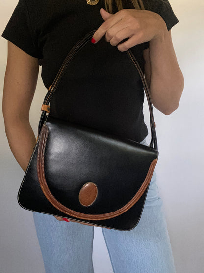 Vintage Yves Saint Laurent Two Tone Leather Shoulder Bag