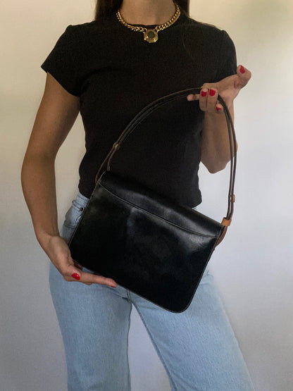 Vintage Yves Saint Laurent Two Tone Leather Shoulder Bag