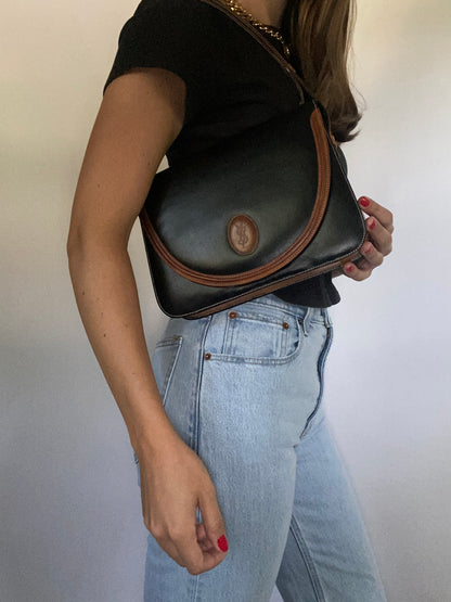 Vintage Yves Saint Laurent Two Tone Leather Shoulder Bag