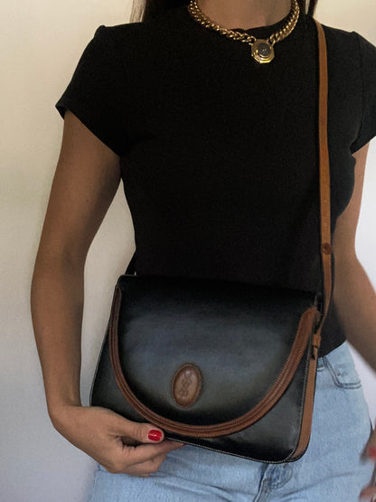 Vintage Yves Saint Laurent Two Tone Leather Shoulder Bag