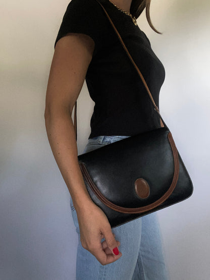 Vintage Yves Saint Laurent Two Tone Leather Shoulder Bag