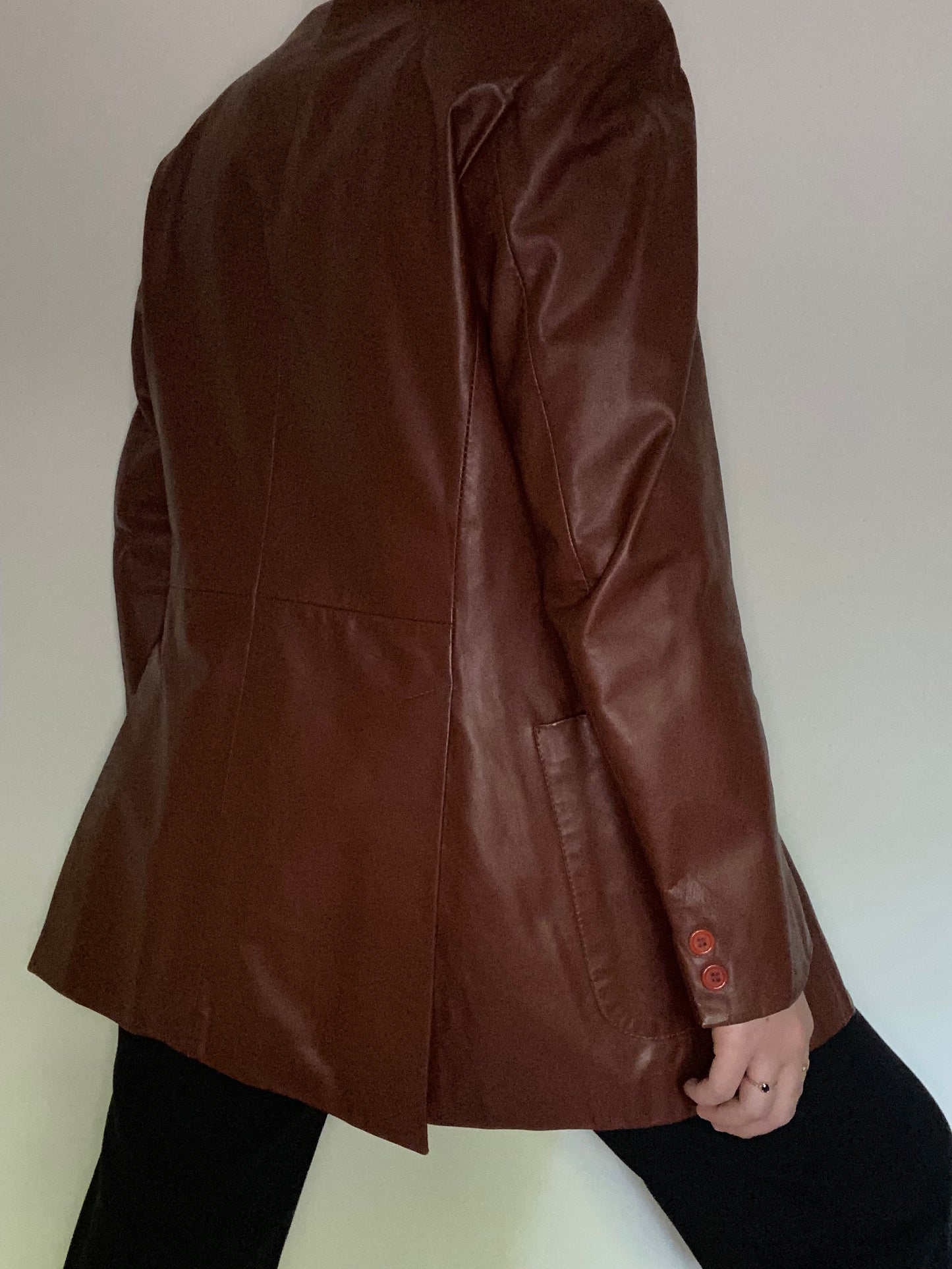 Yves Saint Laurent Cognac Leather Blazer Jacket Size M