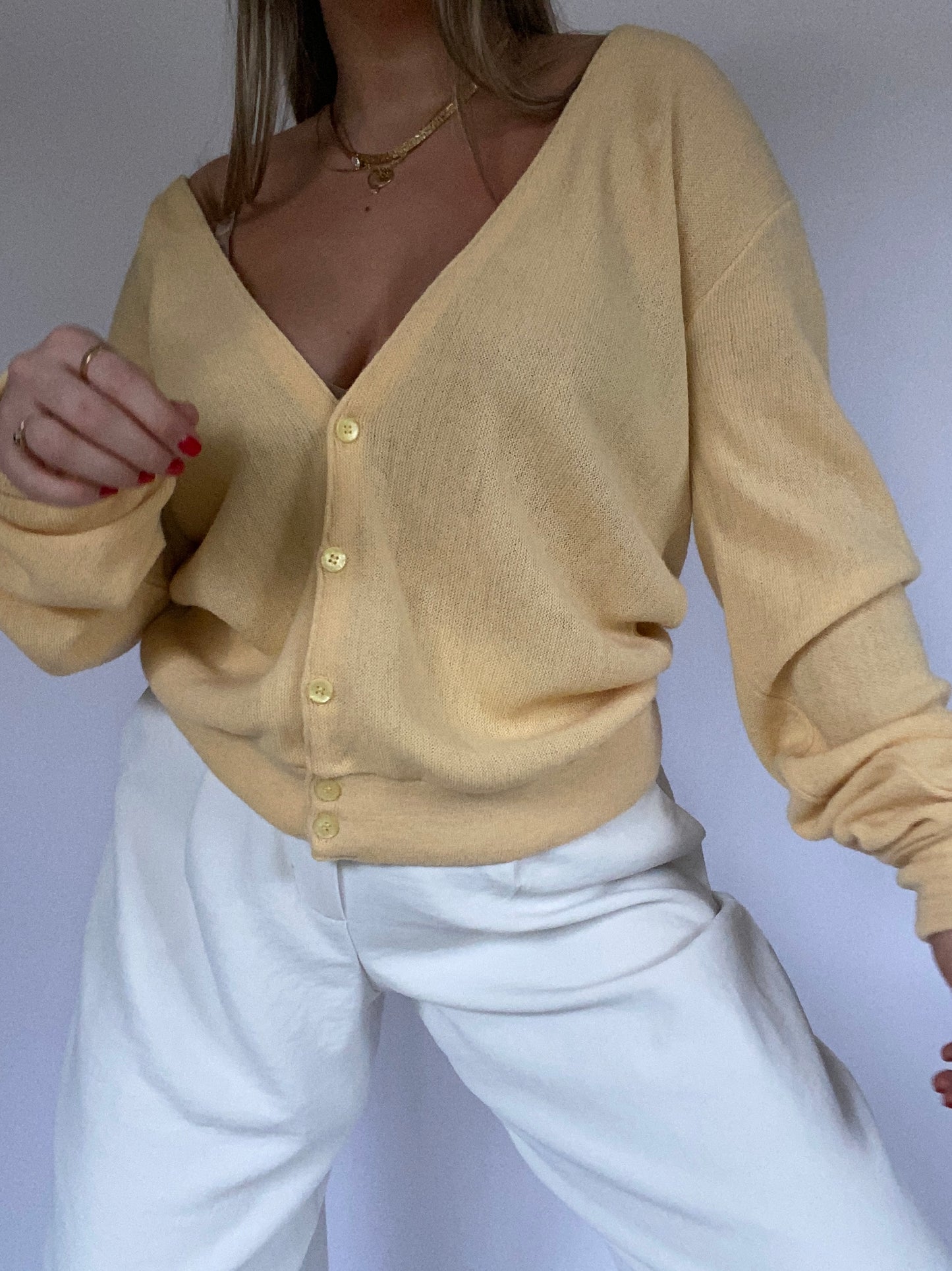 Christian Dior Logo Yellow Cardigan Size M/L