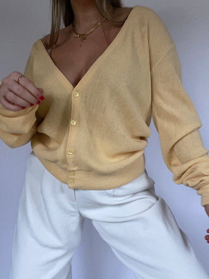 Christian Dior Logo Yellow Cardigan Size M/L