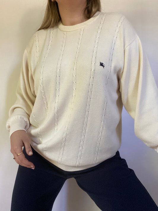 Vintage Burberry Cable Knit Sweater Size L
