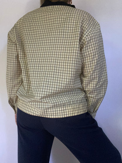Vintage Yves Saint Laurent Logo Plaid Harrington Jacket Size M