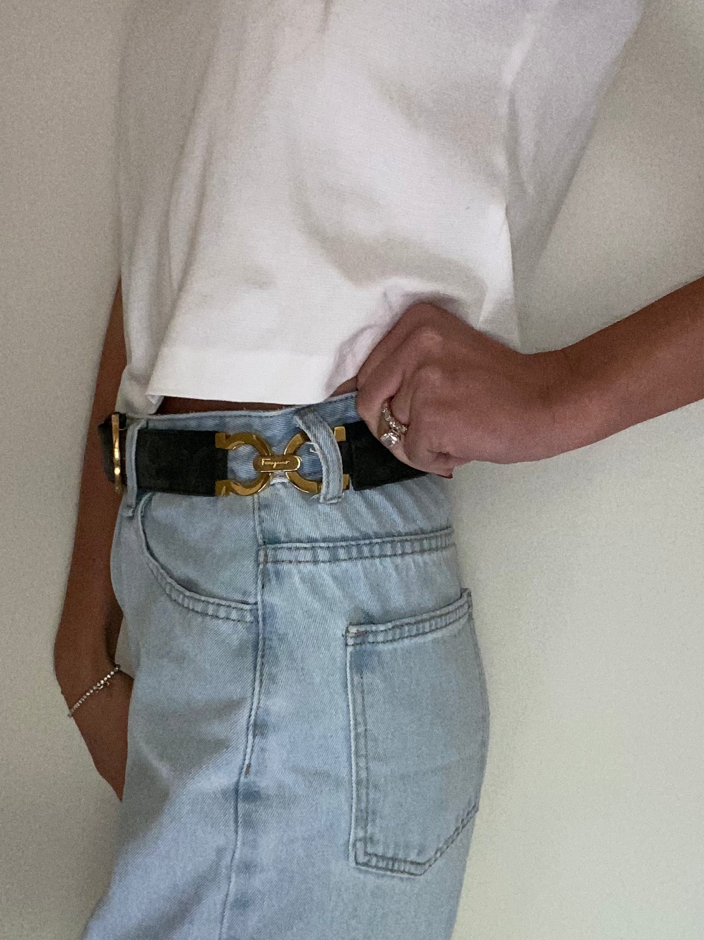 Salvatore Ferragamo Suede Gancini Belt Size XS