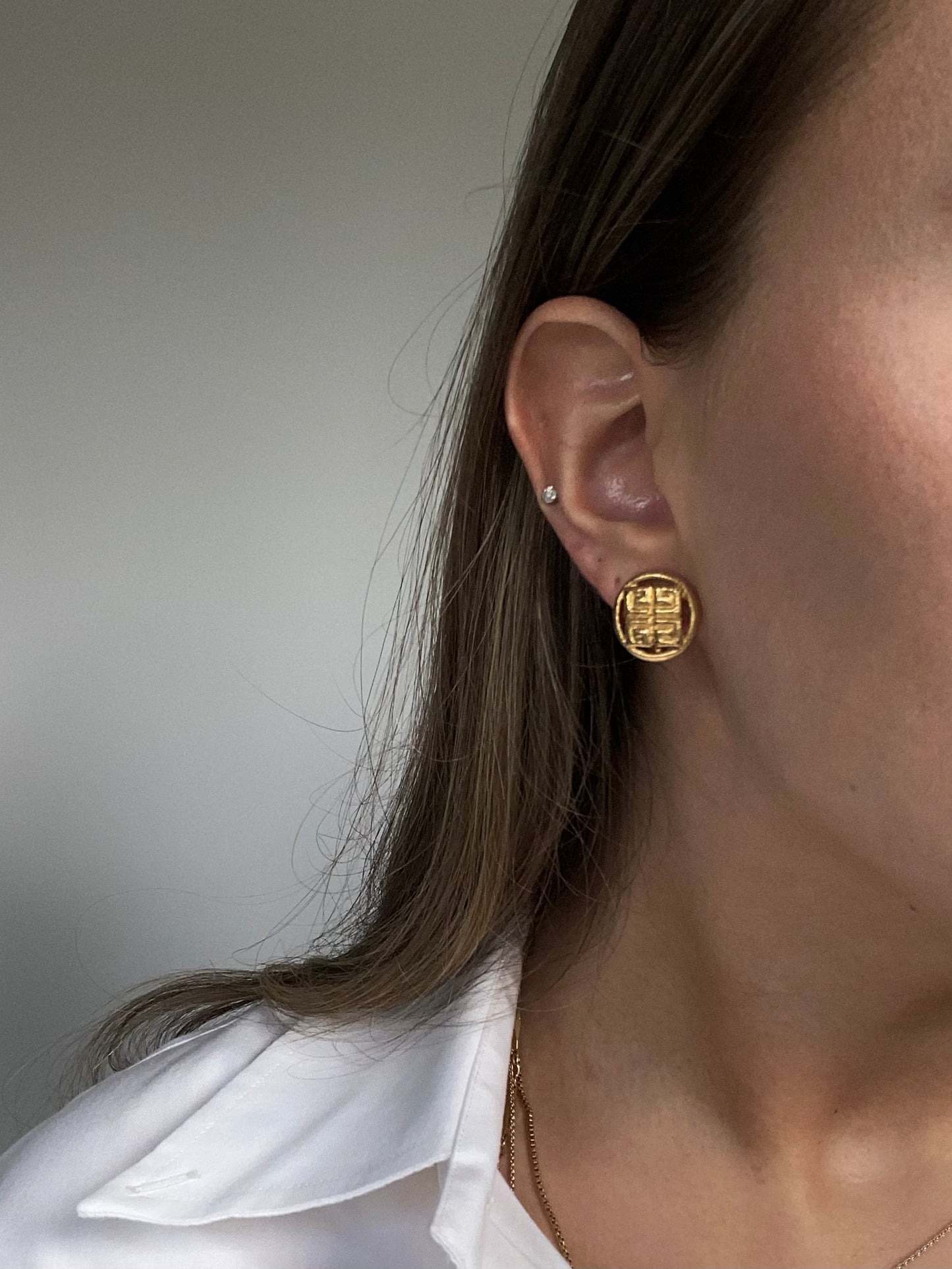 Givenchy Logo Gold Tone Earrings