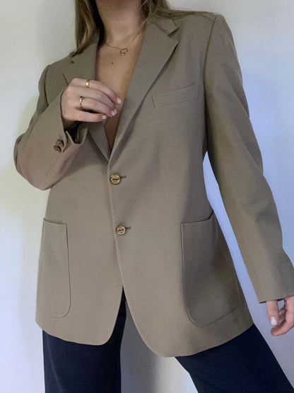 Vintage Yves Saint Laurent Logo Khaki Blazer Size M/L