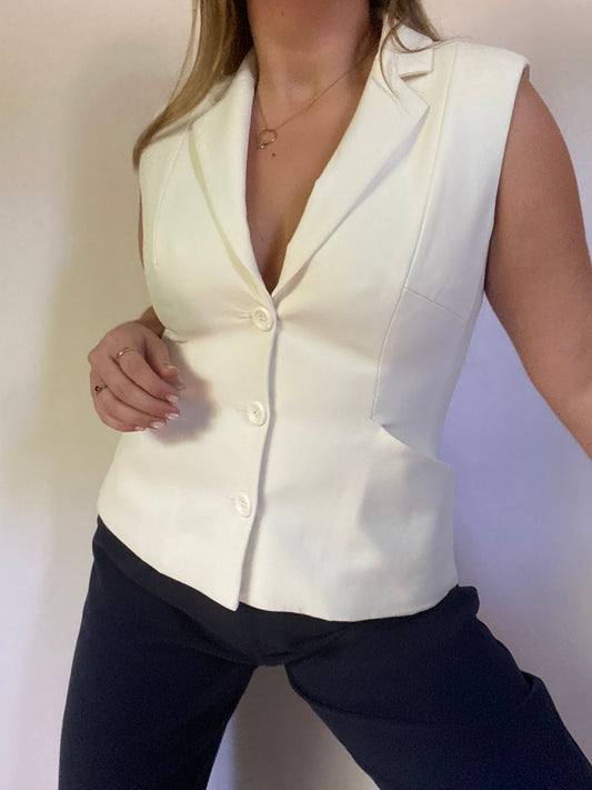 Vintage Christian Dior Sleeveless Tailored Vest Size 8