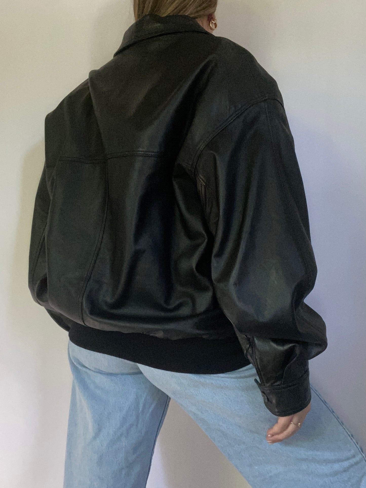 Vintage Burberry Leather Bomber Jacket Size L/XL