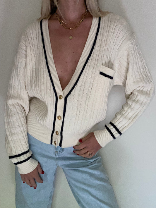 Christian Dior Ivory Cable Knit Cardigan Size S