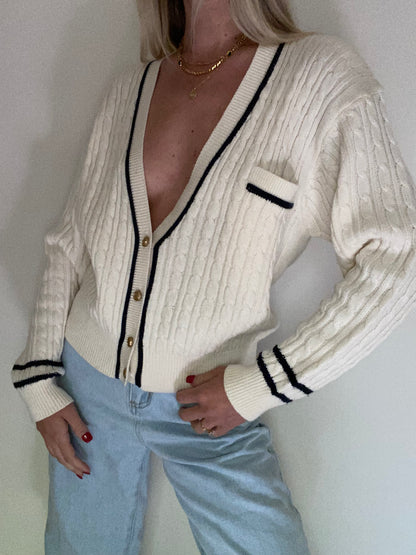 Christian Dior Ivory Cable Knit Cardigan Size S