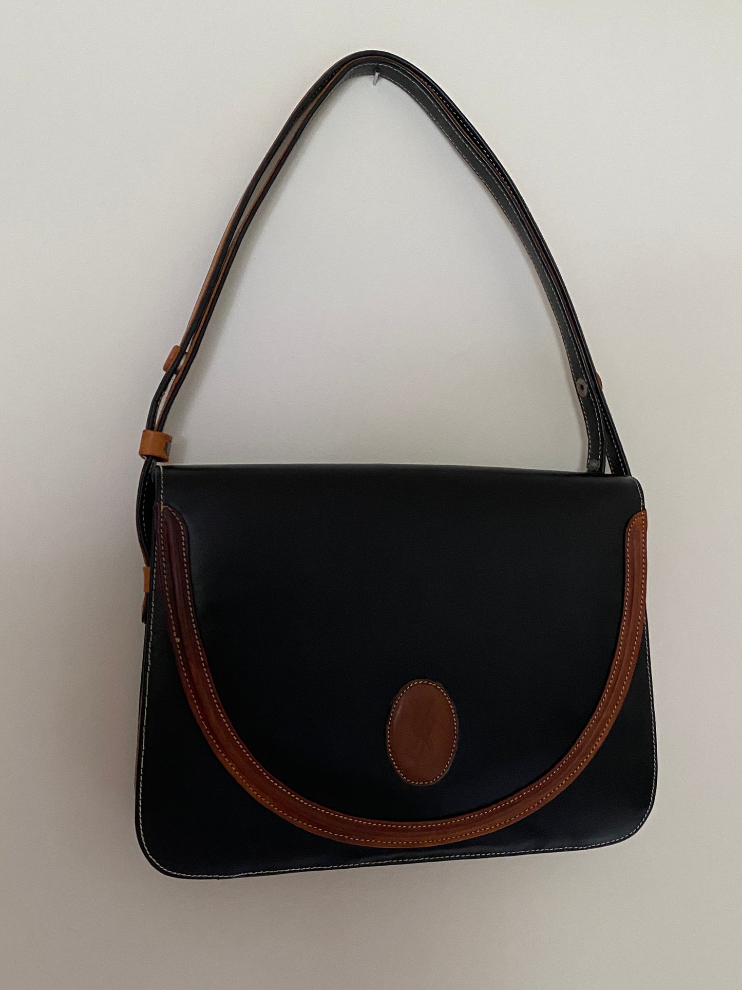 Vintage Yves Saint Laurent Two Tone Leather Shoulder Bag