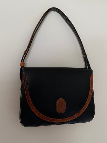 Vintage Yves Saint Laurent Two Tone Leather Shoulder Bag