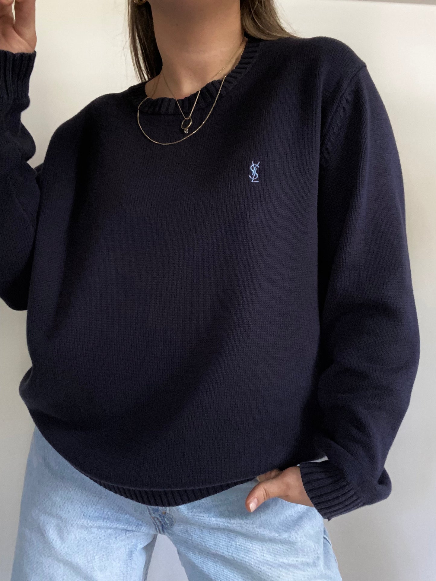 Yves Saint Laurent Logo Knit Sweater Size M