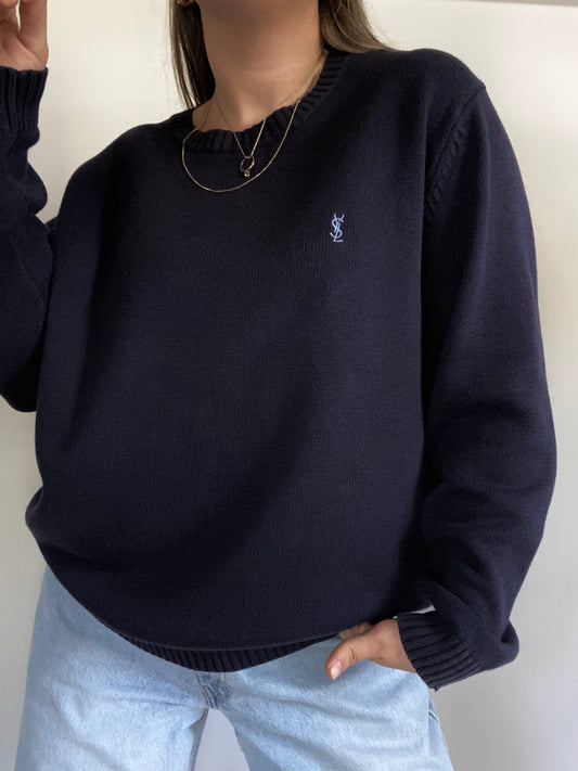 Yves Saint Laurent Logo Knit Sweater Size M