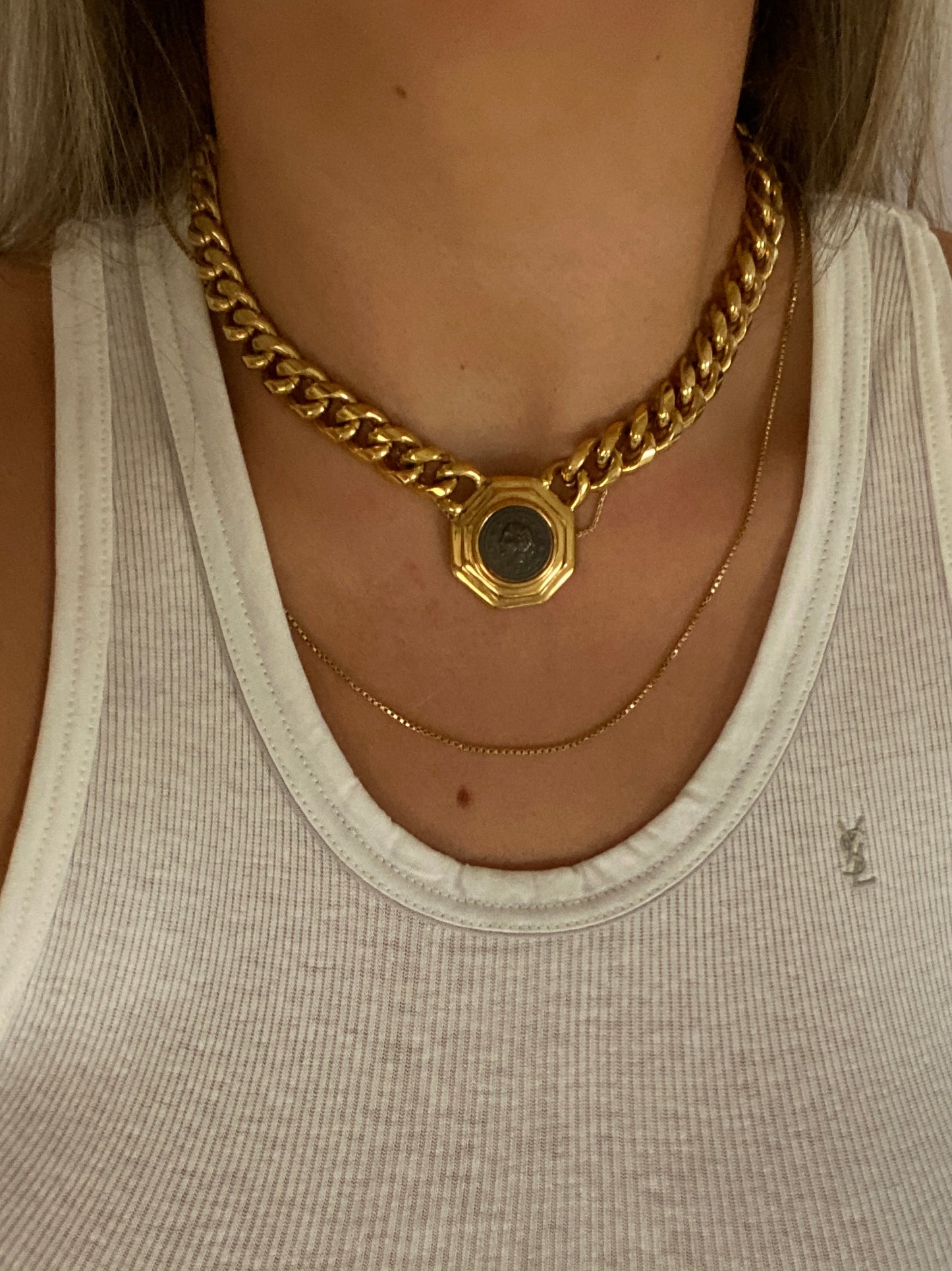 Coin Pendant Cuban Link Necklace