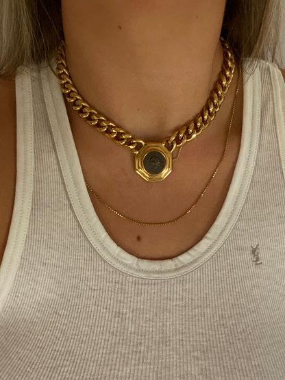 Coin Pendant Cuban Link Necklace
