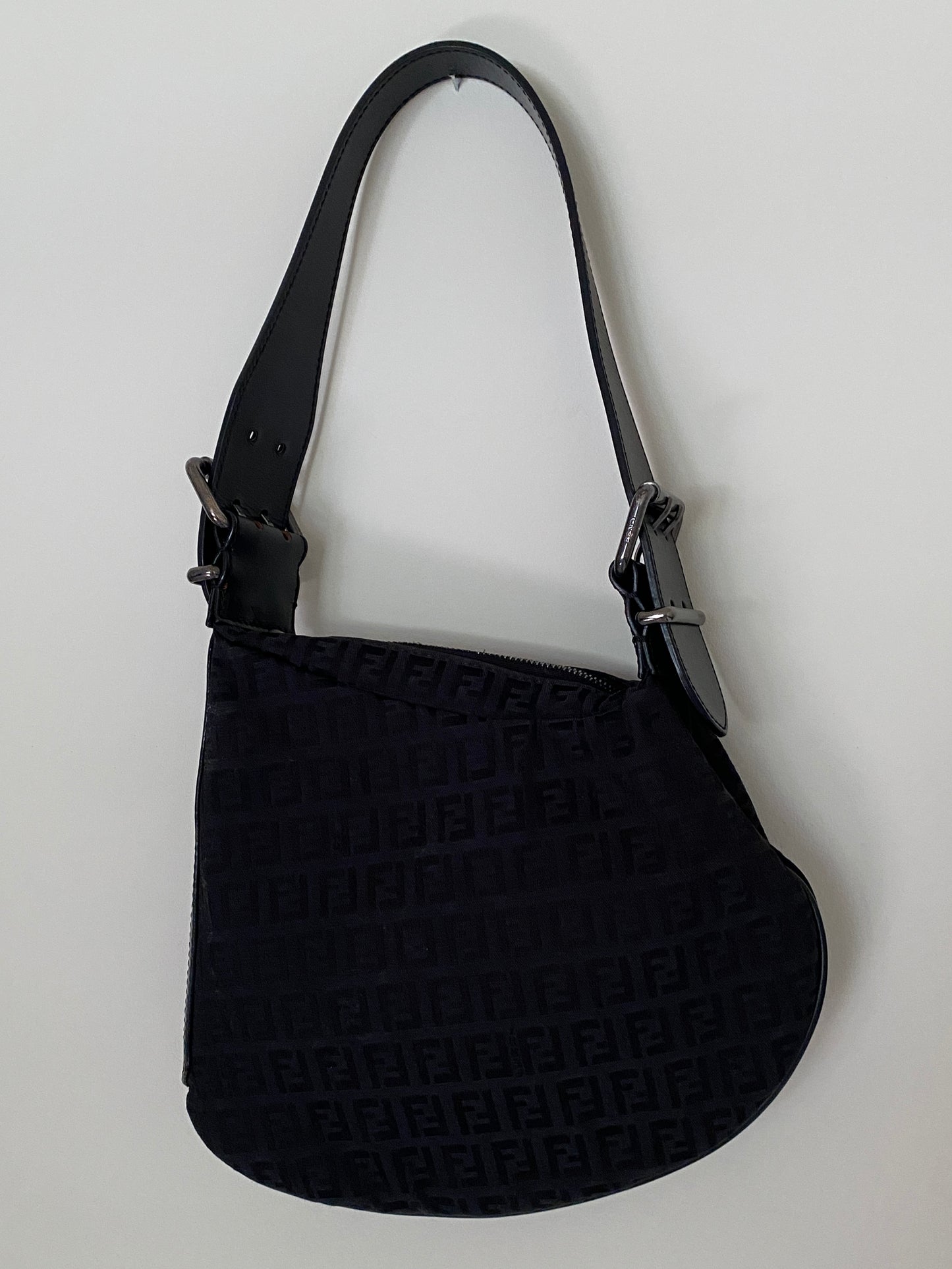 Vintage Fendi Black Zucchino Oyster Bag