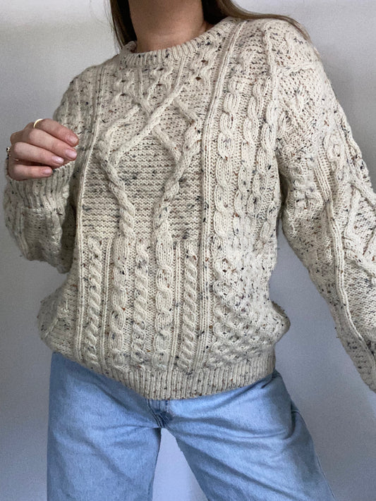 Burberry Ivory Cable Knit Sweater Size S/M