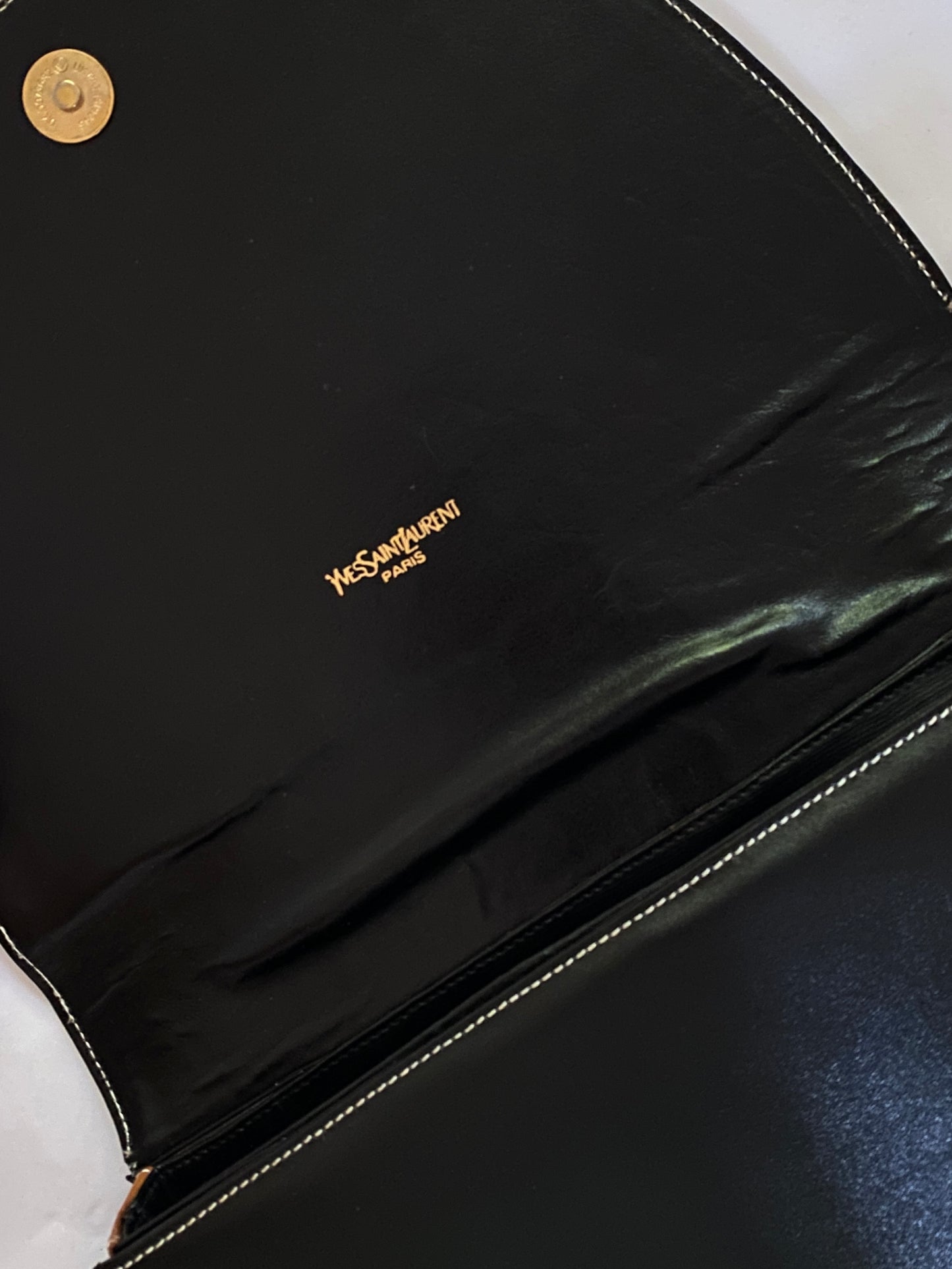 Vintage Yves Saint Laurent Two Tone Leather Shoulder Bag