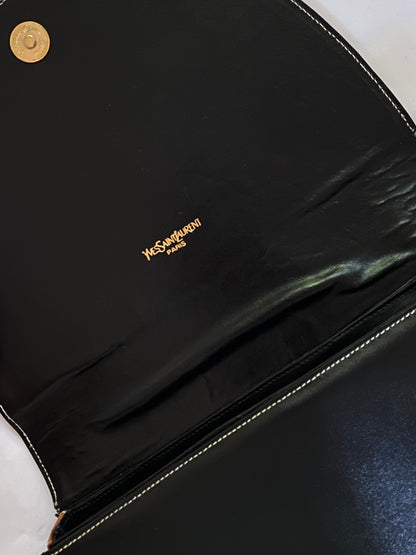 Vintage Yves Saint Laurent Two Tone Leather Shoulder Bag