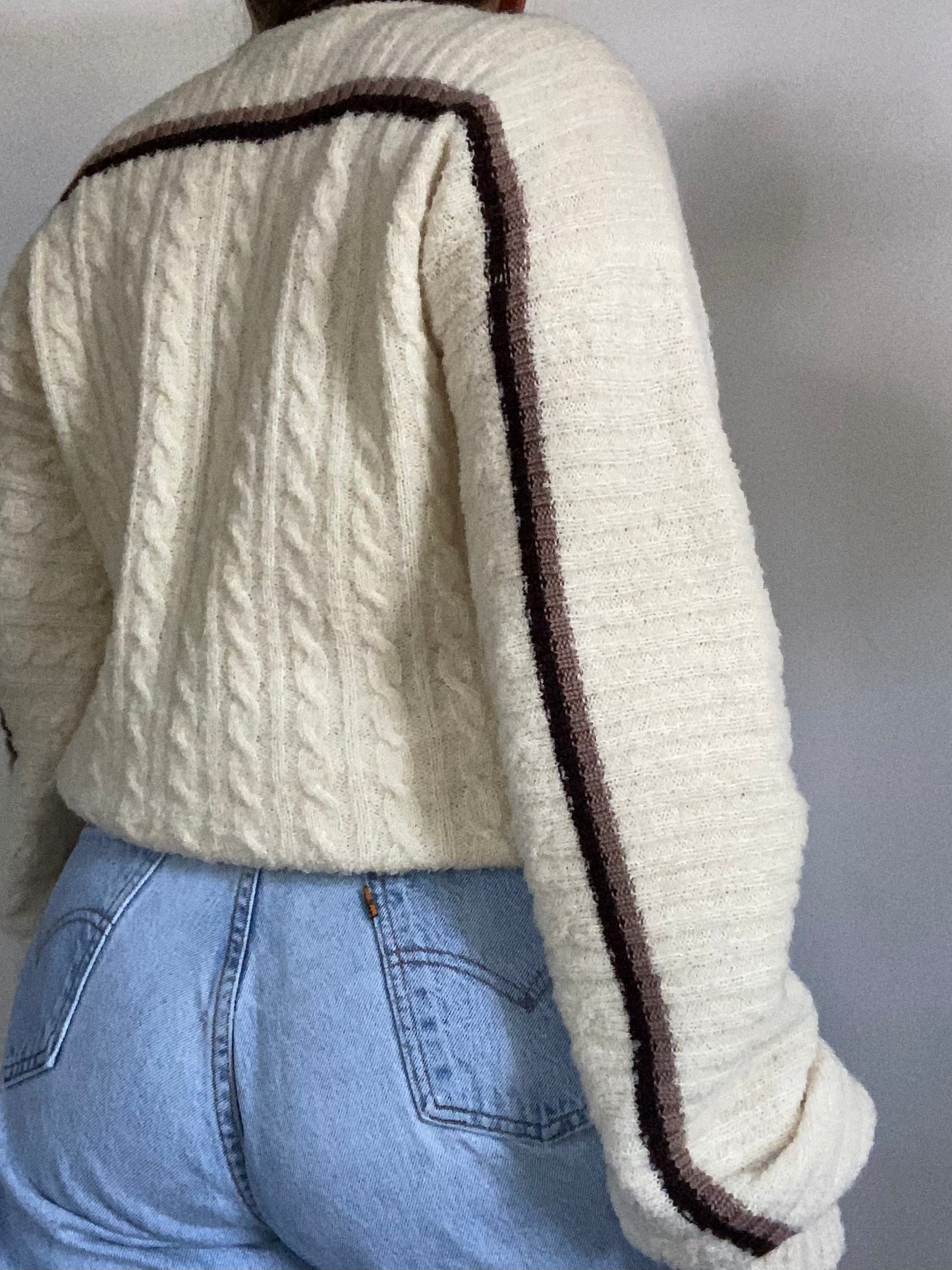 Yves Saint Laurent Ivory Cable Knit Sweater Size S/M