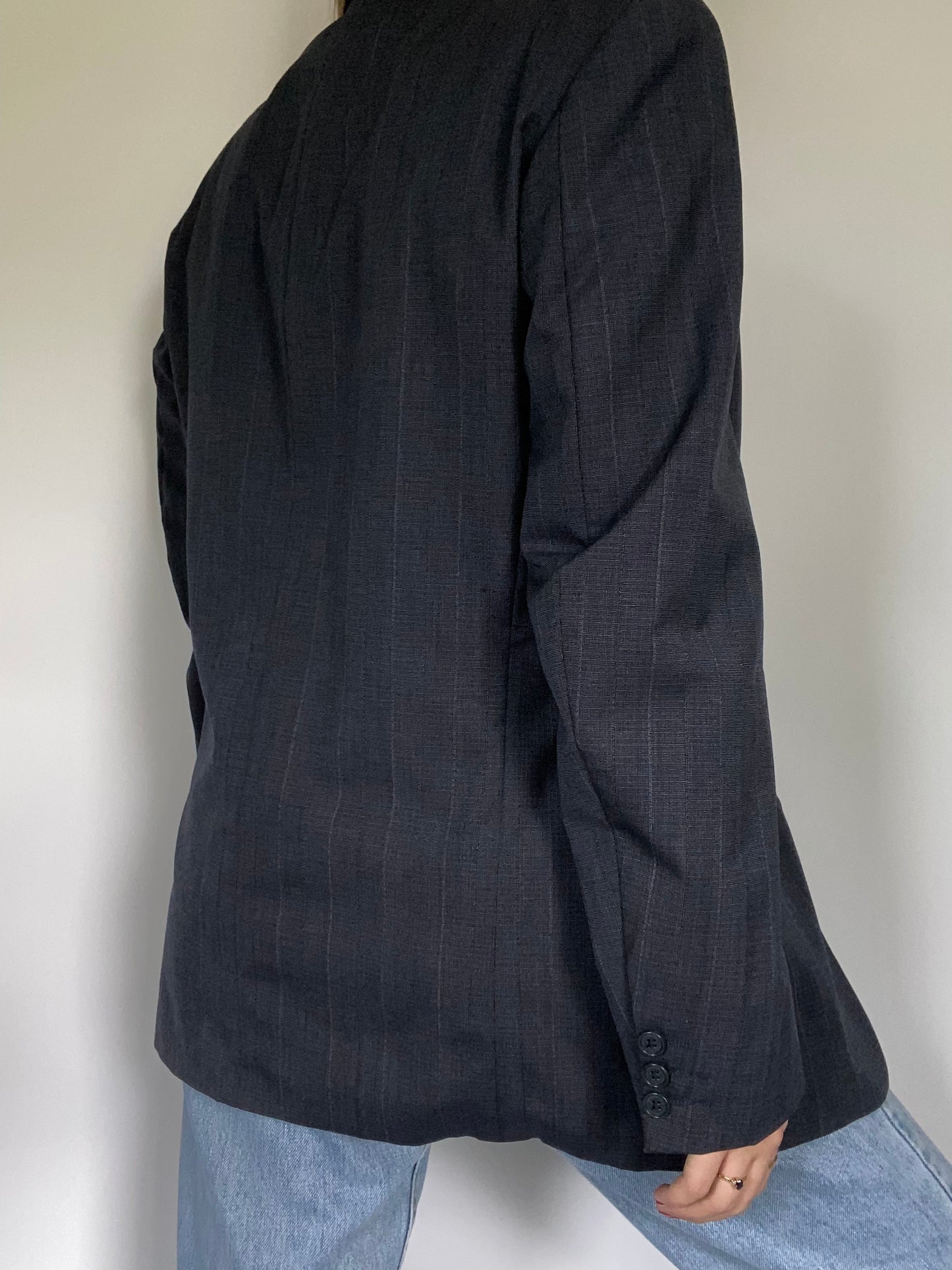 Yves Saint Laurent Navy Pinstriped Blazer Size M