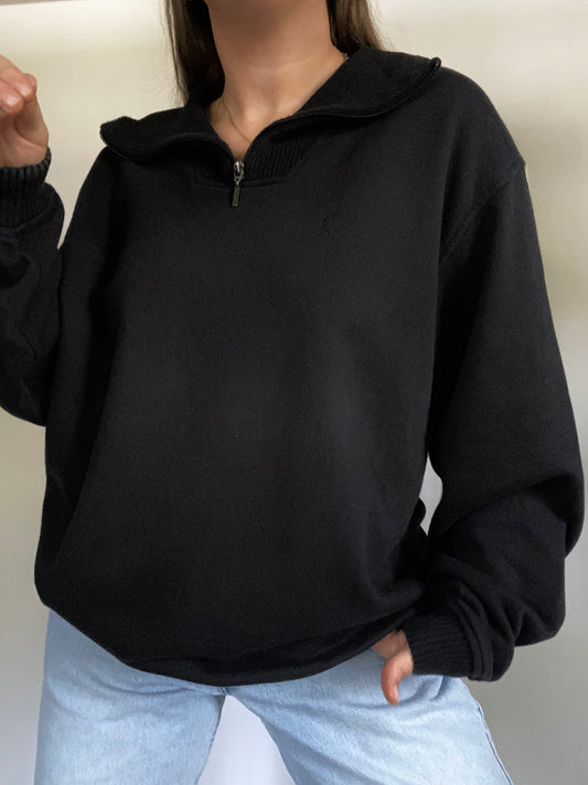 Yves Saint Laurent Logo Black Quarter Zip Size L