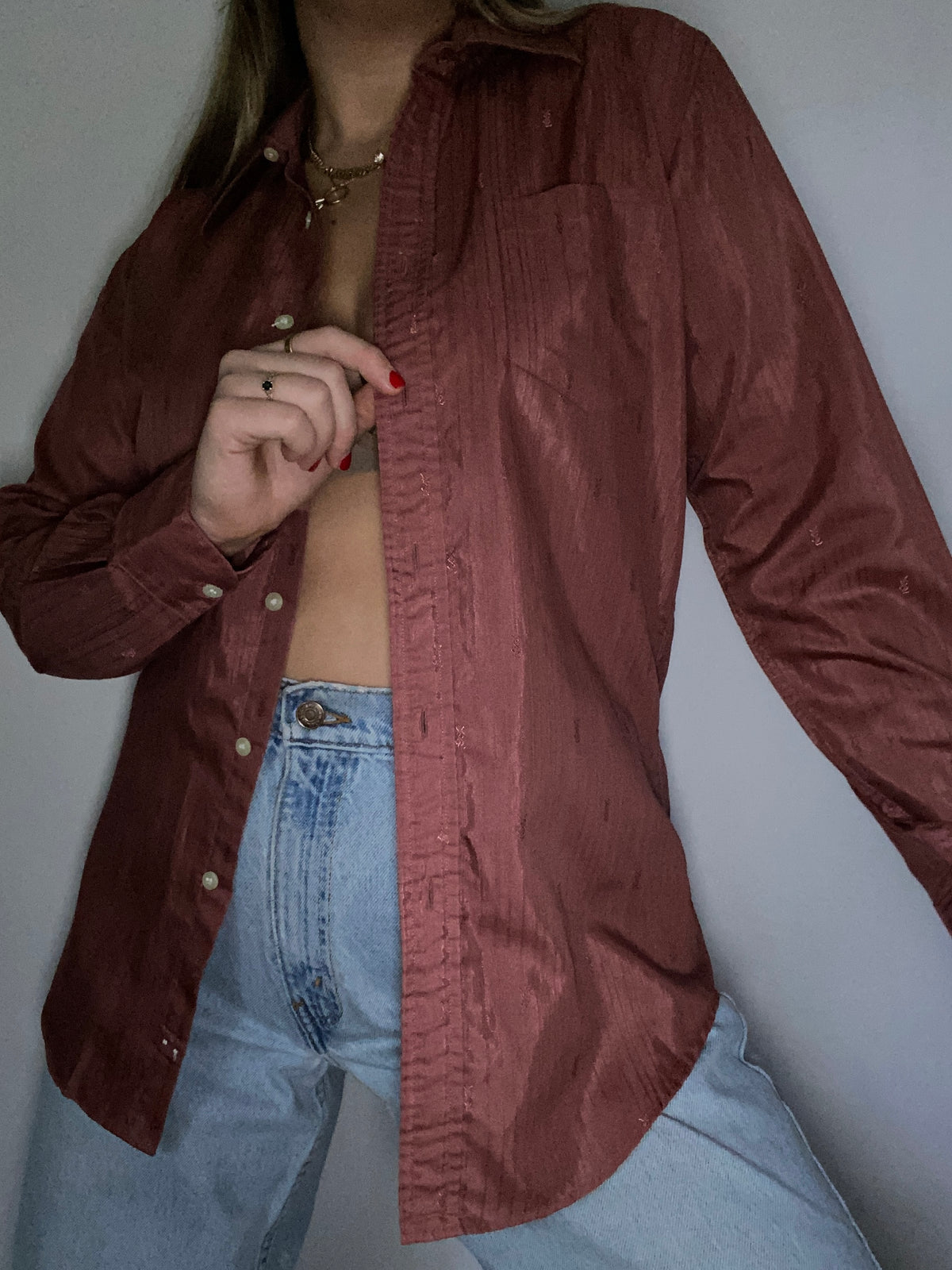 Vintage Yves Saint Laurent Monogram Logo Button Up Size S
