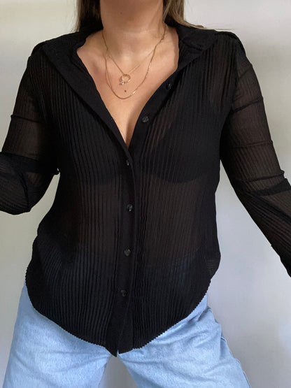 Semi Sheer Pleated Top Size M/L
