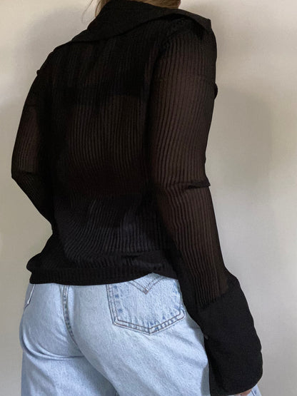 Semi Sheer Pleated Top Size M/L