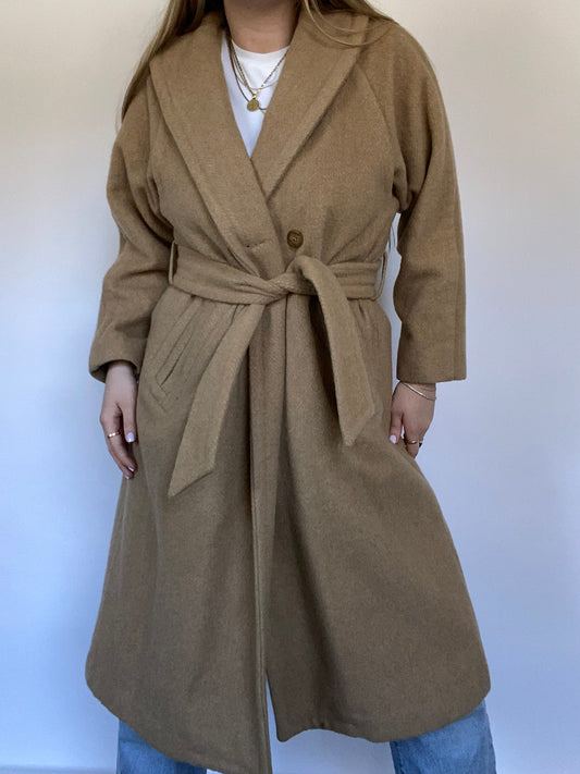 Camel Wool Trench with Belt Size S