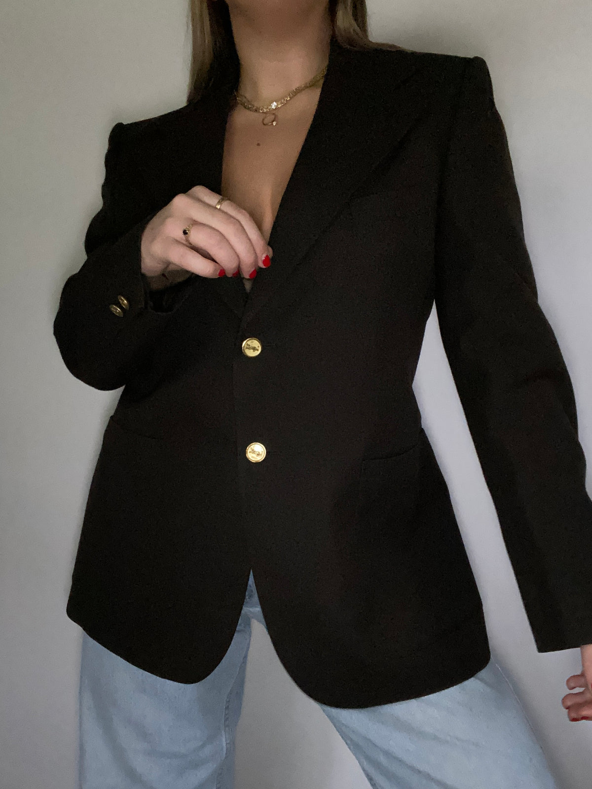 Vintage Yves Saint Laurent Logo Brown Blazer Size M