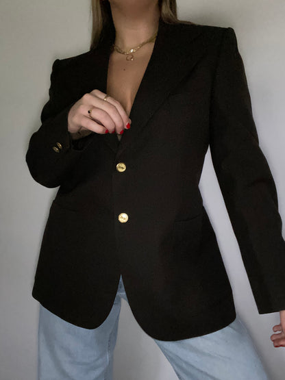 Vintage Yves Saint Laurent Logo Brown Blazer Size M